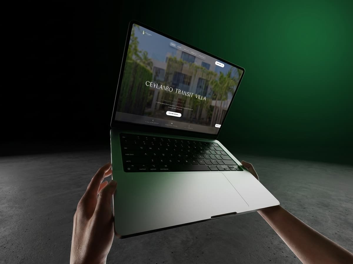 The home page on a laptop